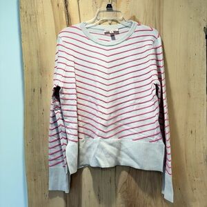Philosophy Cream and Pink Striped Sweater Sz L
